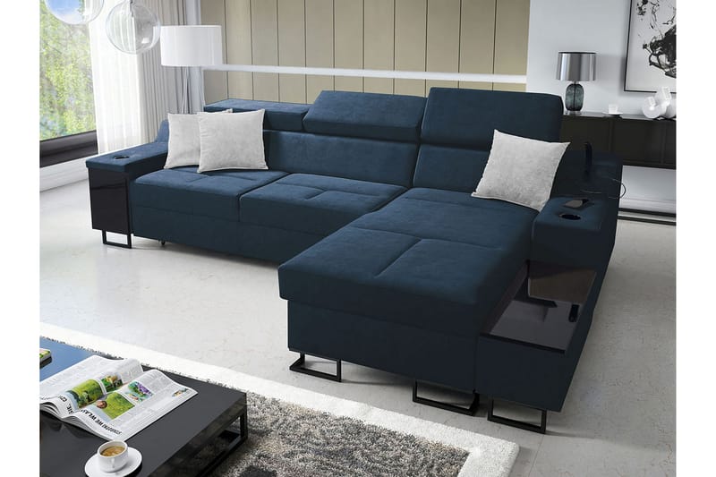 Kazumi Bäddsoffa m. Divan Förvaring 3-sits 226x127 Blå - Blå - Möbler - Vardagsrum - Bäddsoffor