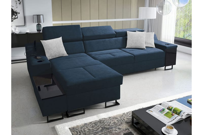 Kazumi Bäddsoffa m. Divan Förvaring 3-sits 226x127 Blå - Blå - Möbler - Vardagsrum - Bäddsoffor