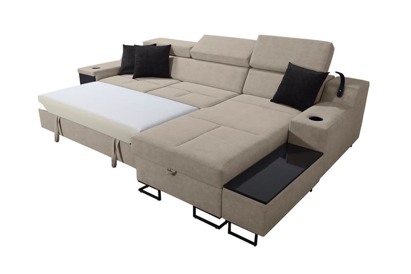 Kazumi Bäddsoffa m. Divan Förvaring 3-sits 226x127 Rosa - Rosa - Möbler - Vardagsrum - Bäddsoffor
