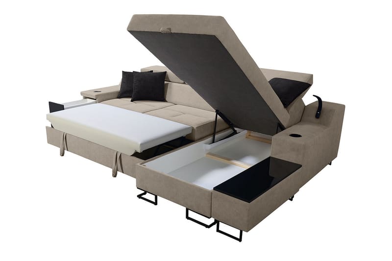 Kazumi Bäddsoffa m. Divan Förvaring 3-sits 226x127 Rosa - Rosa - Möbler - Vardagsrum - Bäddsoffor