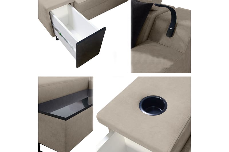 Kazumi Bäddsoffa m. Divan Förvaring 3-sits 226x127 Rosa - Rosa - Möbler - Vardagsrum - Bäddsoffor