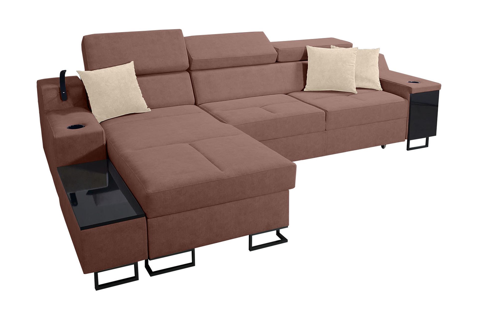 Kazumi Bäddsoffa m. Divan Förvaring 3-sits 226x127 Rosa - Rosa - Möbler - Vardagsrum - Bäddsoffor