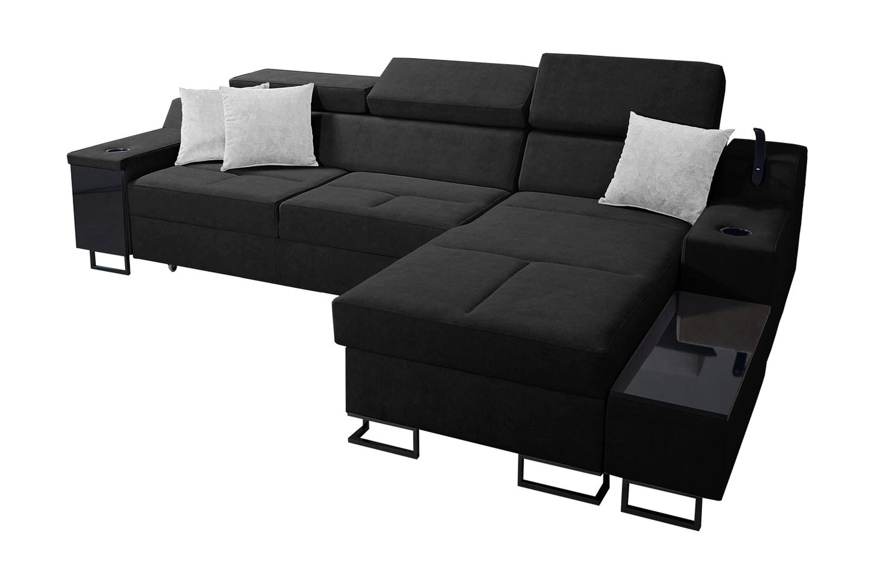 kazumi bäddsoffa m. divan förvaring 3-sits 226x127 svart - svart