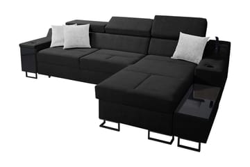 Kazumi Bäddsoffa m. Divan Förvaring 3-sits 226x127 Svart