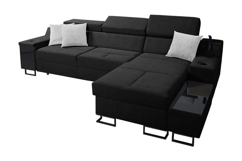 Kazumi Bäddsoffa m. Divan Förvaring 3-sits 226x127 Svart - Svart - Möbler - Vardagsrum - Bäddsoffor