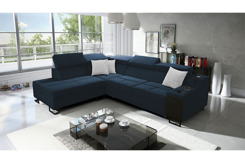 Kazumi Bäddsoffa m. Schäslong 3-sits 210x127 Blå - Blå - Möbler - Vardagsrum - Bäddsoffor