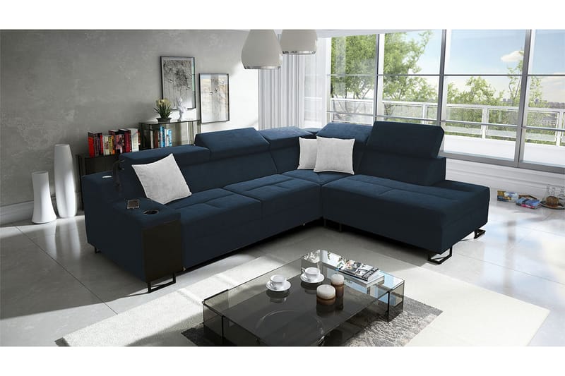 Kazumi Bäddsoffa m. Schäslong 3-sits 210x127 Blå - Blå - Möbler - Vardagsrum - Bäddsoffor