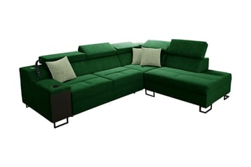 Kazumi Bäddsoffa m. Schäslong 3-sits 210x127 Grön