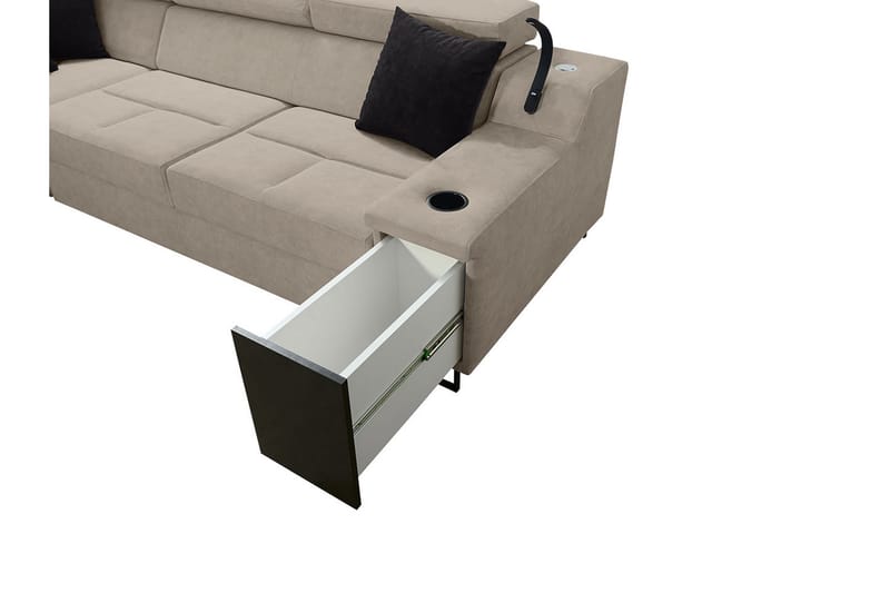 Kazumi Bäddsoffa m. Schäslong 3-sits 210x127 Rosa - Rosa - Möbler - Vardagsrum - Bäddsoffor