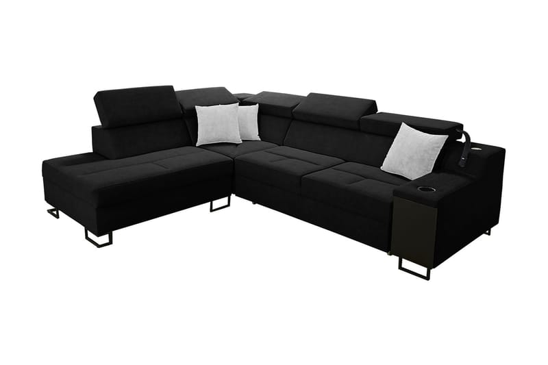 Kazumi Bäddsoffa m. Schäslong 3-sits 210x127 Svart - Svart - Möbler - Vardagsrum - Bäddsoffor