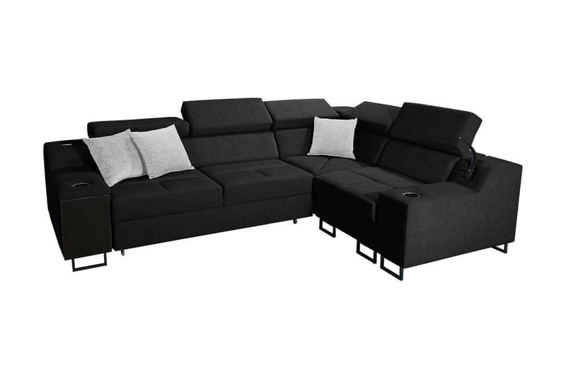 Kazumi Hörnbäddsoffa 4-sits 210x127 Svart - Svart - Möbler - Vardagsrum - Bäddsoffor - Hörnbäddsoffa