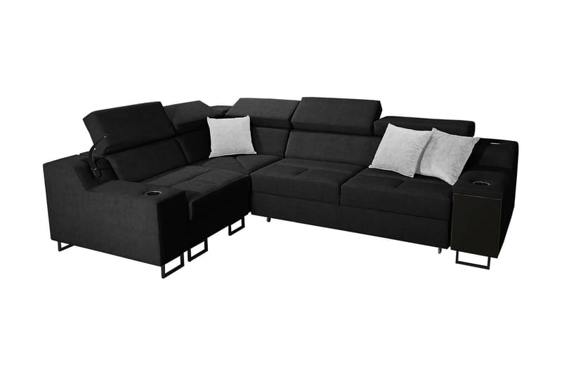 Kazumi Hörnbäddsoffa 4-sits 210x127 Svart - Svart - Möbler - Vardagsrum - Bäddsoffor - Hörnbäddsoffa