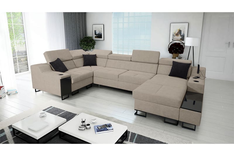 Kazumi Hörnbäddsoffa m. Divan 5-sits 268x127 Beige - Beige - Möbler - Vardagsrum - Bäddsoffor - Hörnbäddsoffa