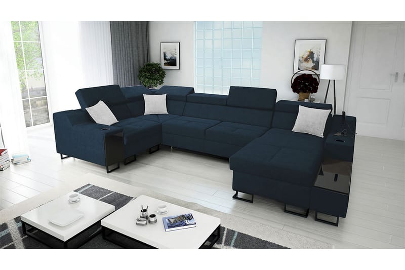 Kazumi Hörnbäddsoffa m. Divan 5-sits 268x127 Blå - Blå - Möbler - Vardagsrum - Bäddsoffor - Hörnbäddsoffa