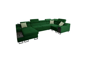Kazumi Hörnbäddsoffa m. Divan 5-sits 268x127 Grön