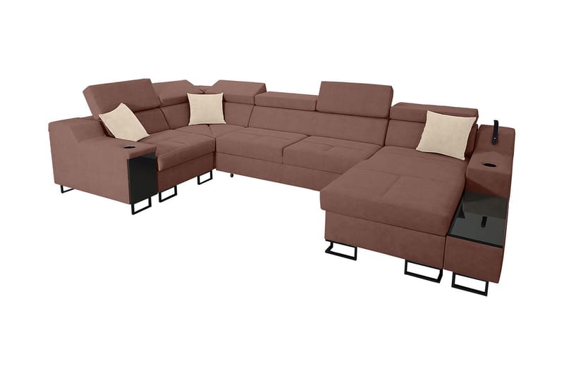Kazumi Hörnbäddsoffa m. Divan 5-sits 268x127 Rosa - Rosa - Möbler - Vardagsrum - Bäddsoffor - Hörnbäddsoffa