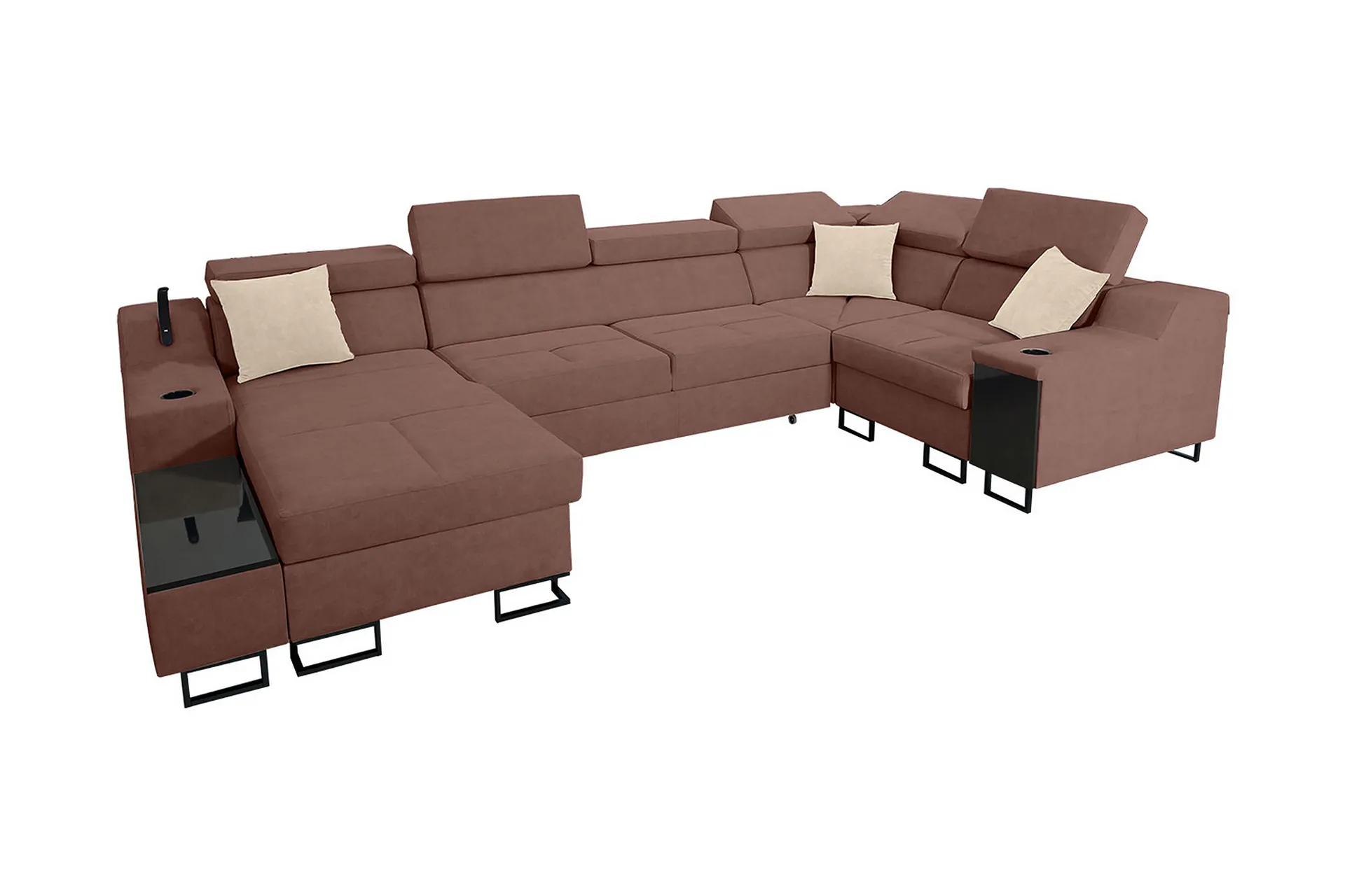 kazumi hörnbäddsoffa m. divan 5-sits 268x127 rosa - rosa