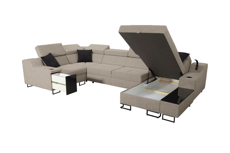 Kazumi Hörnbäddsoffa m. Divan 5-sits 268x127 Rosa - Rosa - Möbler - Vardagsrum - Bäddsoffor - Hörnbäddsoffa
