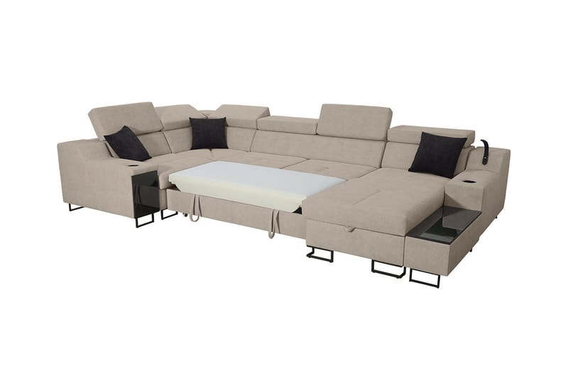 Kazumi Hörnbäddsoffa m. Divan 5-sits 268x127 Svart - Svart - Möbler - Vardagsrum - Bäddsoffor - Hörnbäddsoffa