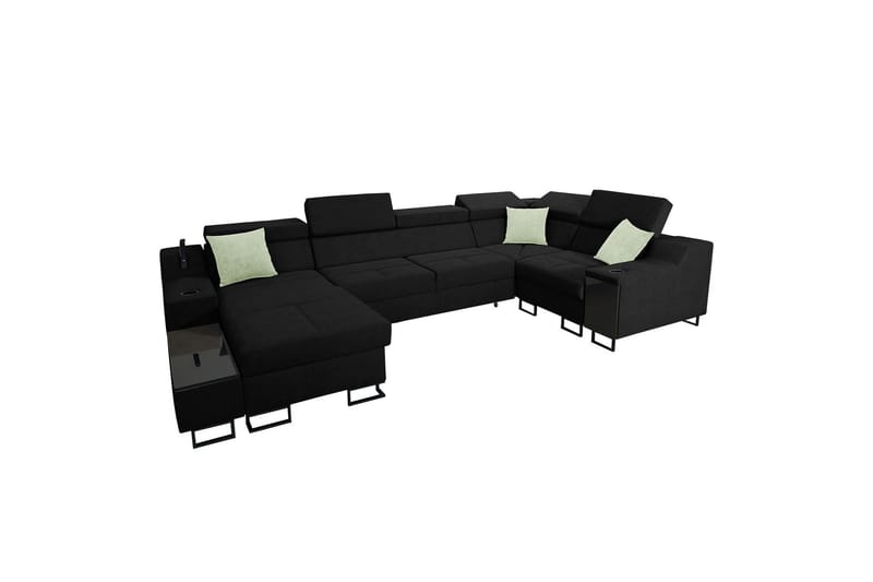 Kazumi Hörnbäddsoffa m. Divan 5-sits 268x127 Svart - Svart - Möbler - Vardagsrum - Bäddsoffor - Hörnbäddsoffa