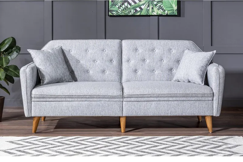 Keena Rektangulär Längsbäddad Bäddsoffa 82x202 cm i Tyg - Grå - Möbler - Vardagsrum - Bäddsoffor