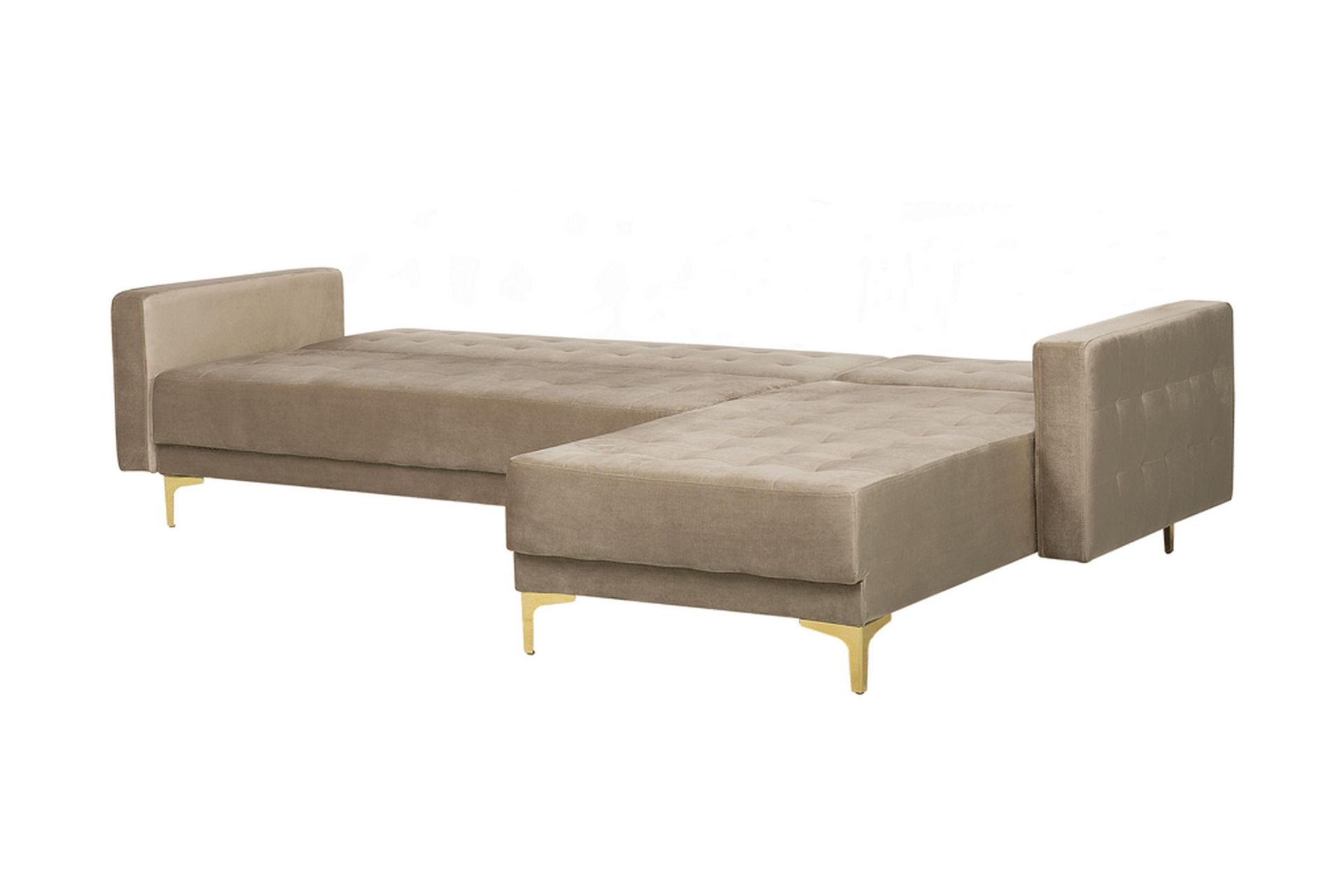 KIEFF Hörnbäddsoffa med Fotpall Sammet Beige - Möbler - Vardagsrum - Bäddsoffor
