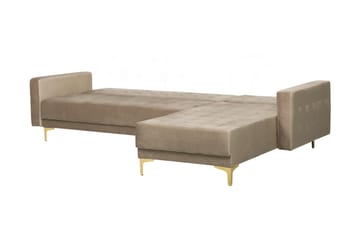 KIEFF Hörnbäddsoffa med Fotpall Sammet Beige - Möbler - Vardagsrum - Bäddsoffor