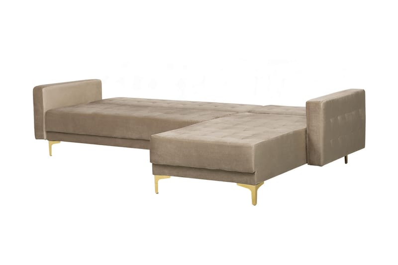 KIEFF Hörnbäddsoffa Vänster Sammet Beige - Möbler - Vardagsrum - Bäddsoffor