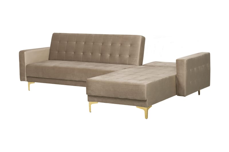 KIEFF Hörnbäddsoffa Vänster Sammet Beige - Möbler - Vardagsrum - Bäddsoffor