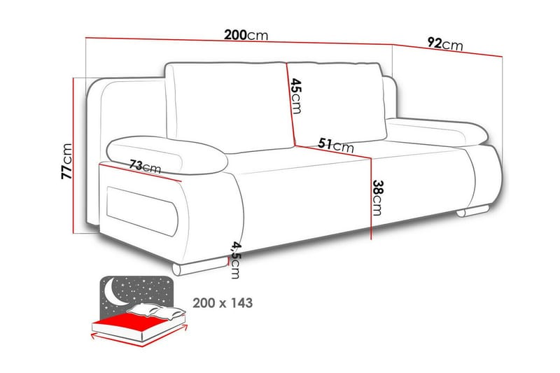 Kintore 2-sits Bäddsoffa Grå/Svart - Möbler - Vardagsrum - Bäddsoffor