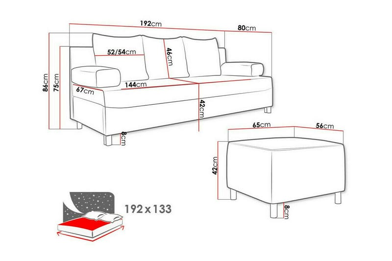 Kintore 2-sits Bäddsoffa Ljusgrå - Bäddsoffor - 2-sits bäddsoffa