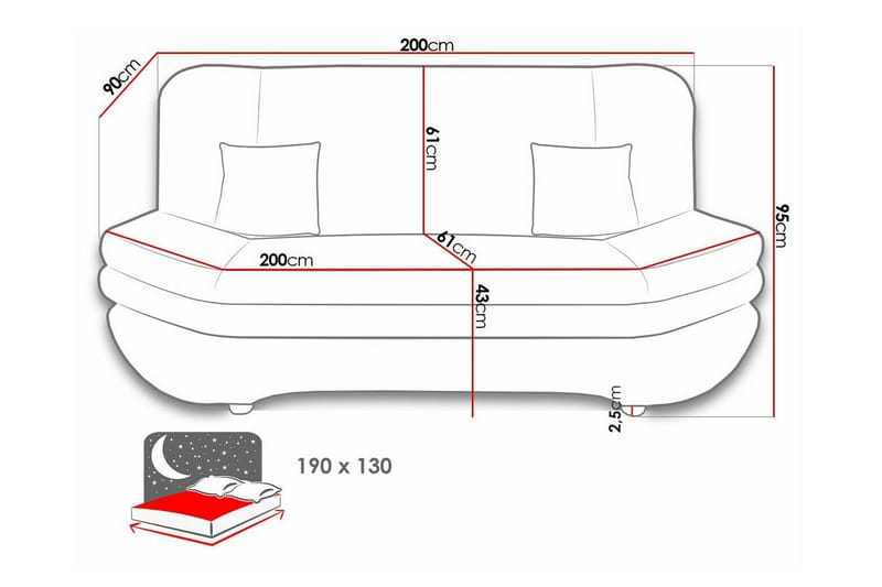 Kintore 2-sits Bäddsoffa Ljusgrå/Mörkgrå - Bäddsoffor - 2-sits bäddsoffa