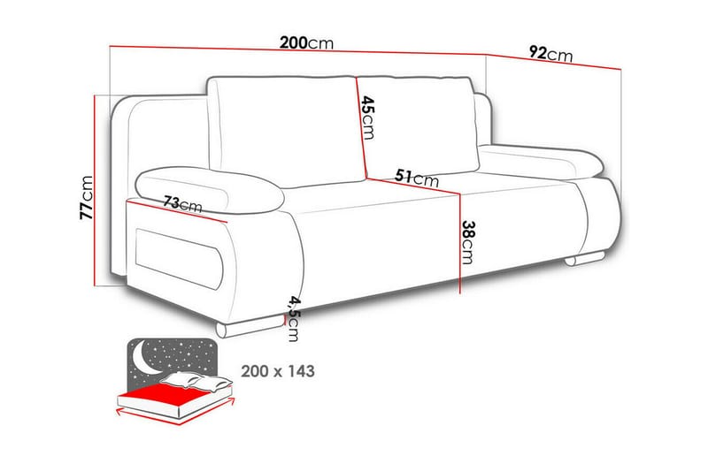 Kintore 2-sits Bäddsoffa Röd - Möbler - Vardagsrum - Bäddsoffor