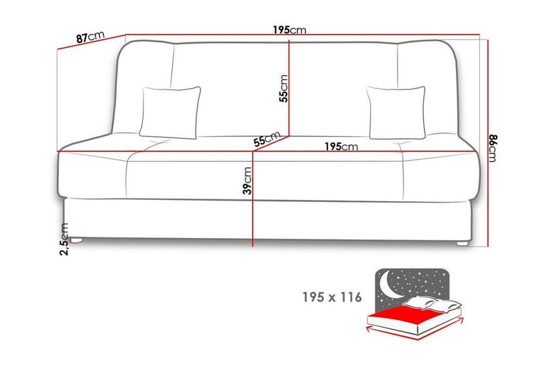 Kintore 2-sits Bäddsoffa Vit - Bäddsoffor - 2-sits bäddsoffa