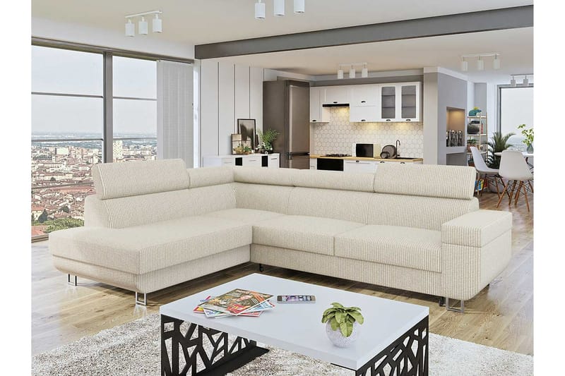Kintore 3-sits Hörnbäddsoffa Beige - Möbler - Vardagsrum - Bäddsoffor - Hörnbäddsoffa