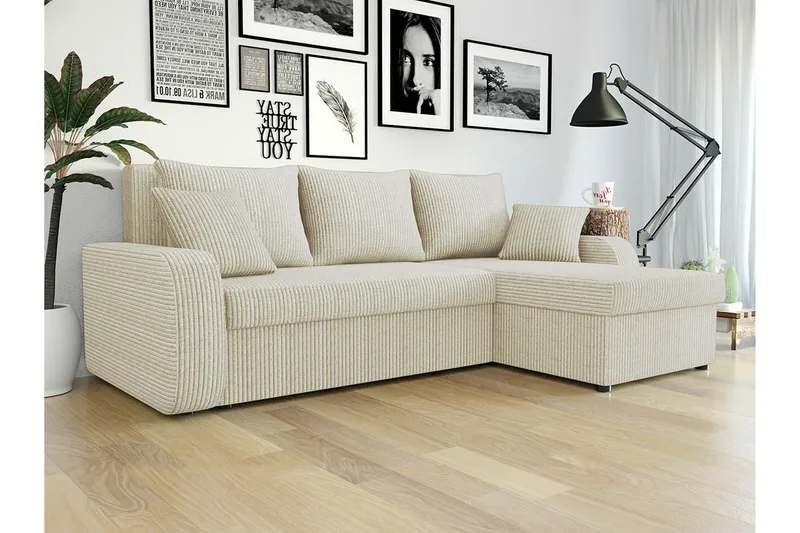 Kintore 3-sits Hörnbäddsoffa Beige/Light beige - Möbler - Vardagsrum - Bäddsoffor