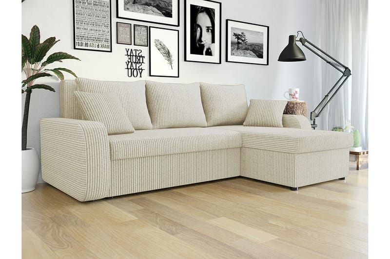 Kintore 3-sits Hörnbäddsoffa Beige/Ljusbeige - Möbler - Vardagsrum - Bäddsoffor