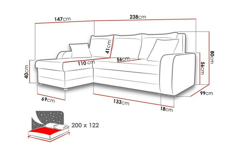 Kintore 3-sits Hörnbäddsoffa Beige/Ljusbeige - Möbler - Vardagsrum - Bäddsoffor