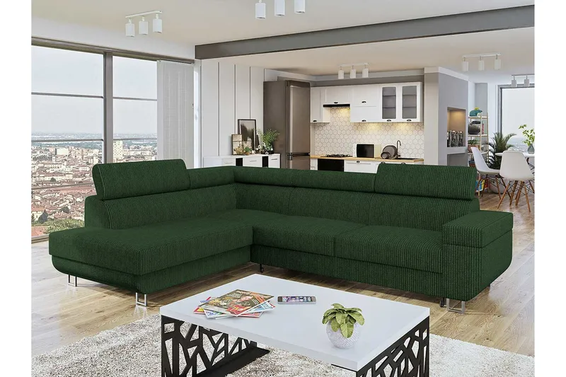 Kintore 3-sits Hörnbäddsoffa Dark green - Möbler - Vardagsrum - Bäddsoffor - Hörnbäddsoffa