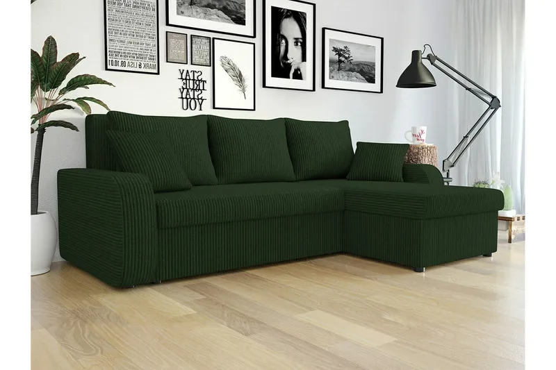 Kintore 3-sits Hörnbäddsoffa Dark green - Möbler - Vardagsrum - Bäddsoffor