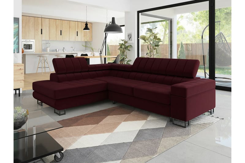 Kintore 3-sits Hörnbäddsoffa Dark red - Möbler - Vardagsrum - Bäddsoffor - Hörnbäddsoffa