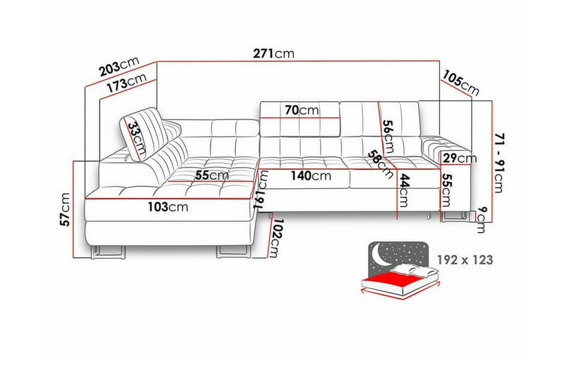 Kintore 3-sits Hörnbäddsoffa Dark Turquoise - Möbler - Vardagsrum - Bäddsoffor - Hörnbäddsoffa