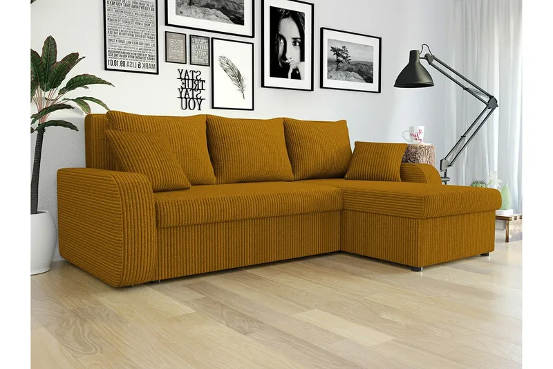 Kintore 3-sits Hörnbäddsoffa Dark yellow - Möbler - Vardagsrum - Bäddsoffor - Hörnbäddsoffa