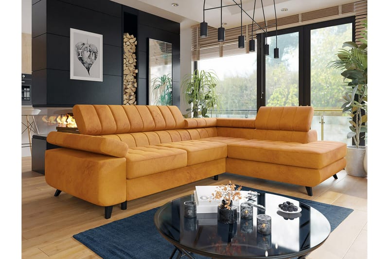 Kintore 3-sits Hörnbäddsoffa Dark yellow - Möbler - Vardagsrum - Bäddsoffor - Hörnbäddsoffa