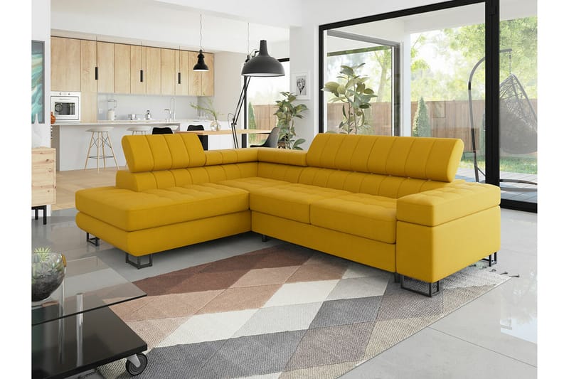 Kintore 3-sits Hörnbäddsoffa Gul - Möbler - Vardagsrum - Bäddsoffor - Hörnbäddsoffa