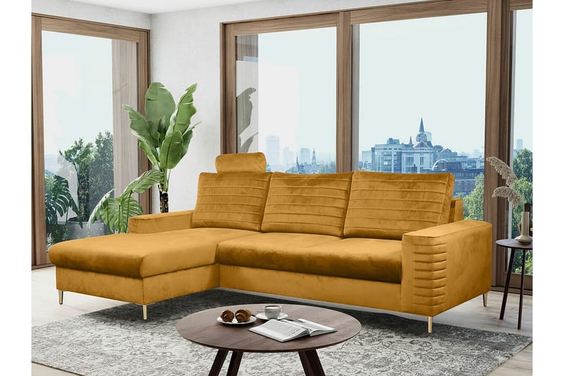 Kintore 3-sits Hörnbäddsoffa Gul - Möbler - Vardagsrum - Bäddsoffor - Hörnbäddsoffa