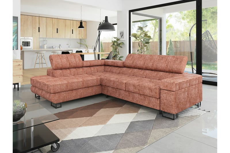 Kintore 3-sits Hörnbäddsoffa Ljus Orange - Möbler - Vardagsrum - Bäddsoffor - Hörnbäddsoffa