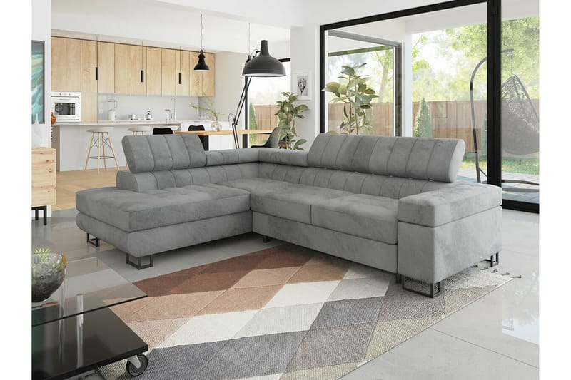 Kintore 3-sits Hörnbäddsoffa Ljusgrå - Möbler - Vardagsrum - Bäddsoffor - Hörnbäddsoffa