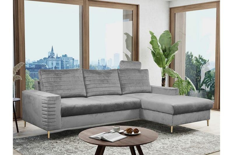 Kintore 3-sits Hörnbäddsoffa Ljusgrå/Mörkgrå - Möbler - Vardagsrum - Bäddsoffor