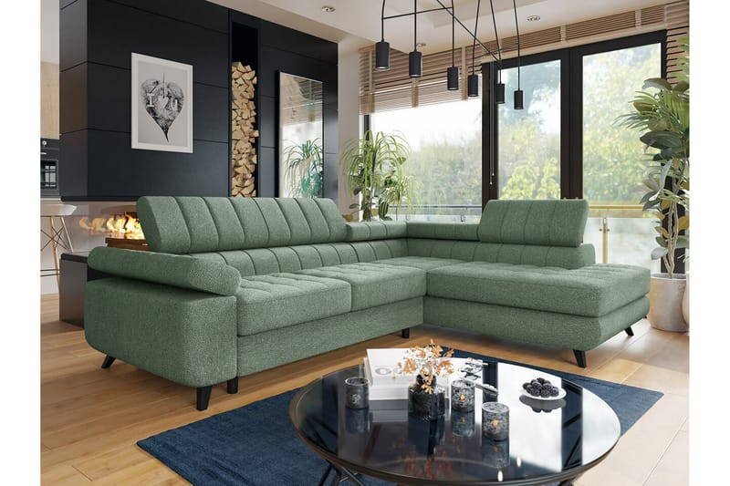 Kintore 3-sits Hörnbäddsoffa Ljusgrön - Möbler - Vardagsrum - Bäddsoffor - Hörnbäddsoffa